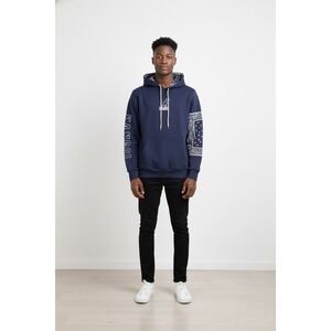 Kangol Navy Blue Hoodie Raised on the Streets of New York Bandana Sleeve, Size M